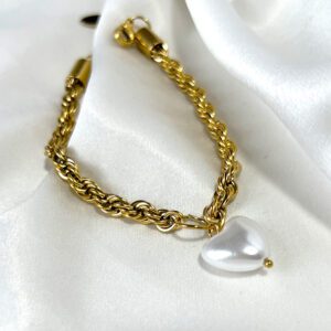 Bratara otel inoxidabil cu pandativ perla, o bijuterie cu stil.